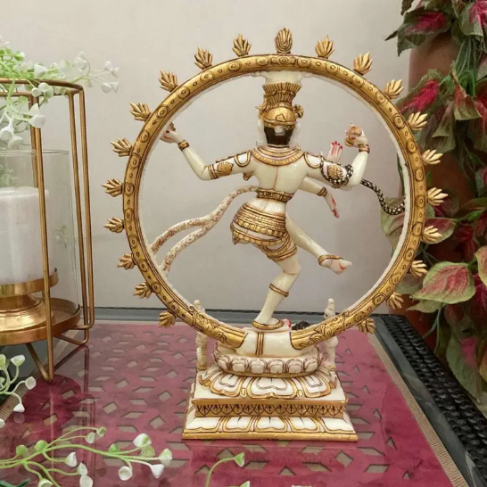 Handcrafted Marble Nataraja Idol – Lord Shiva Dancing Statue for Home Décor & Pooja (BLACKLUXE CRAFTS) - BLACKLUXECRAFTS