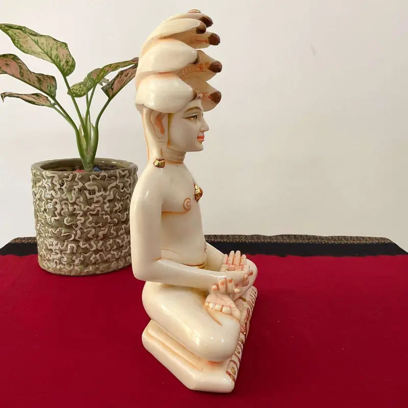 Handcrafted Marble Jain Tirthankara Idol – Meditating Statue for Home Temple & Spiritual Décor (BLACKLUXE CRAFTS) - BLACKLUXECRAFTS