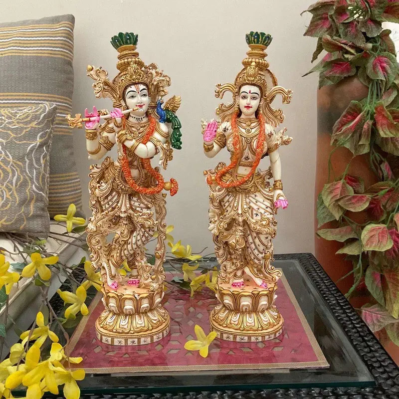 Luxury Handcrafted Radha Krishna Idol Set – Premium Hindu Statues for Home Temple & Festive Décor (BLACKLUXE CRAFTS) - BLACKLUXECRAFTS
