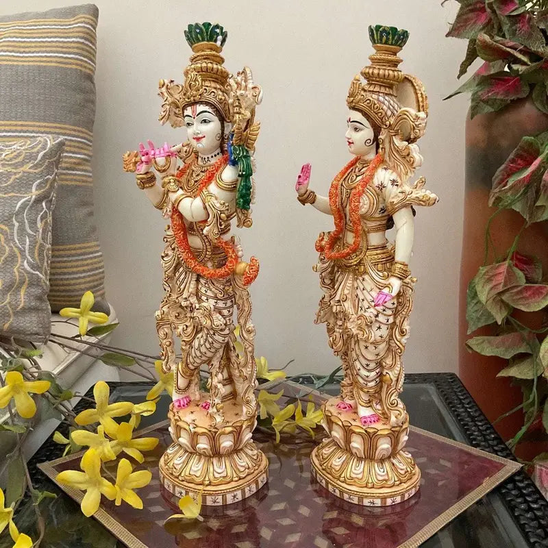 Luxury Handcrafted Radha Krishna Idol Set – Premium Hindu Statues for Home Temple & Festive Décor (BLACKLUXE CRAFTS) - BLACKLUXECRAFTS