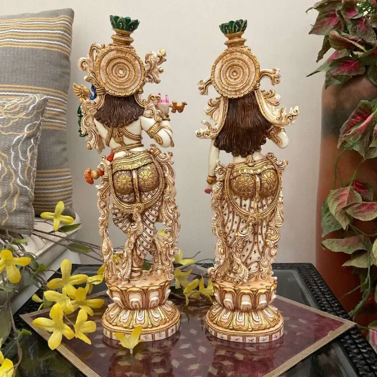 Luxury Handcrafted Radha Krishna Idol Set – Premium Hindu Statues for Home Temple & Festive Décor (BLACKLUXE CRAFTS) - BLACKLUXECRAFTS