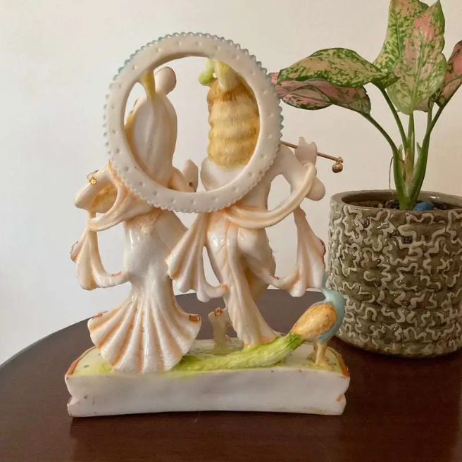 Radha Krishna Idol with Arch Design – Handcrafted Marble Statue for Home Temple & Décor (BLACKLUXE CRAFTS) - BLACKLUXECRAFTS