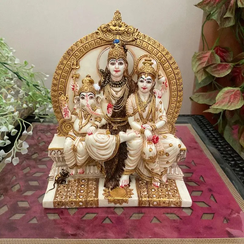 Handcrafted Shiv Parivar Idol Statue – Lord Shiva, Goddess Parvati & Lord Ganesha – Hindu Family Murti for Home Temple, Office & Gifting (BLACKLUXE CRAFTS) - BLACKLUXECRAFTS