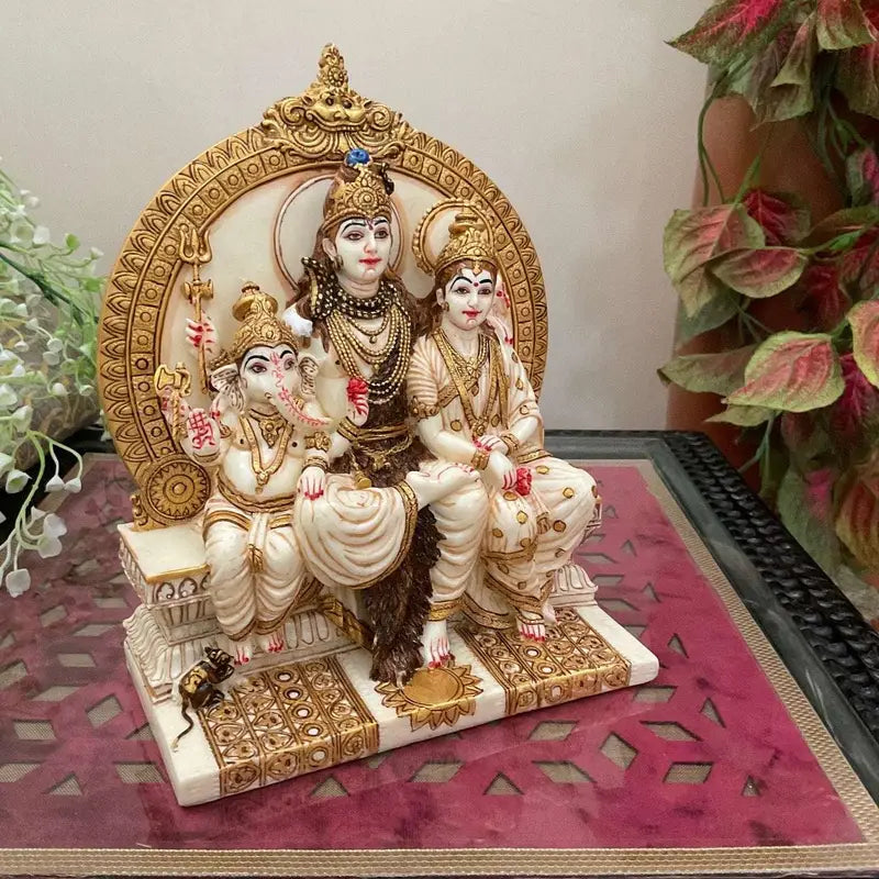 Handcrafted Shiv Parivar Idol Statue – Lord Shiva, Goddess Parvati & Lord Ganesha – Hindu Family Murti for Home Temple, Office & Gifting (BLACKLUXE CRAFTS) - BLACKLUXECRAFTS