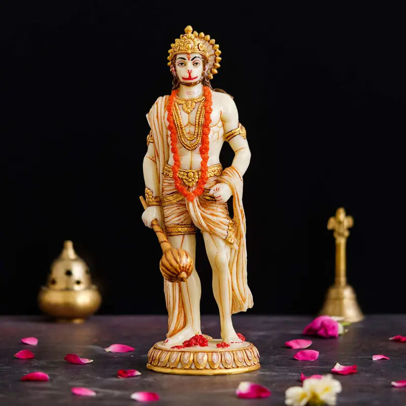 Handcrafted Lord Hanuman Idol – Resin Bajrangbali Statue for Home Temple, Office & Spiritual Gifting (BLACKLUXE CRAFTS) - BLACKLUXECRAFTS