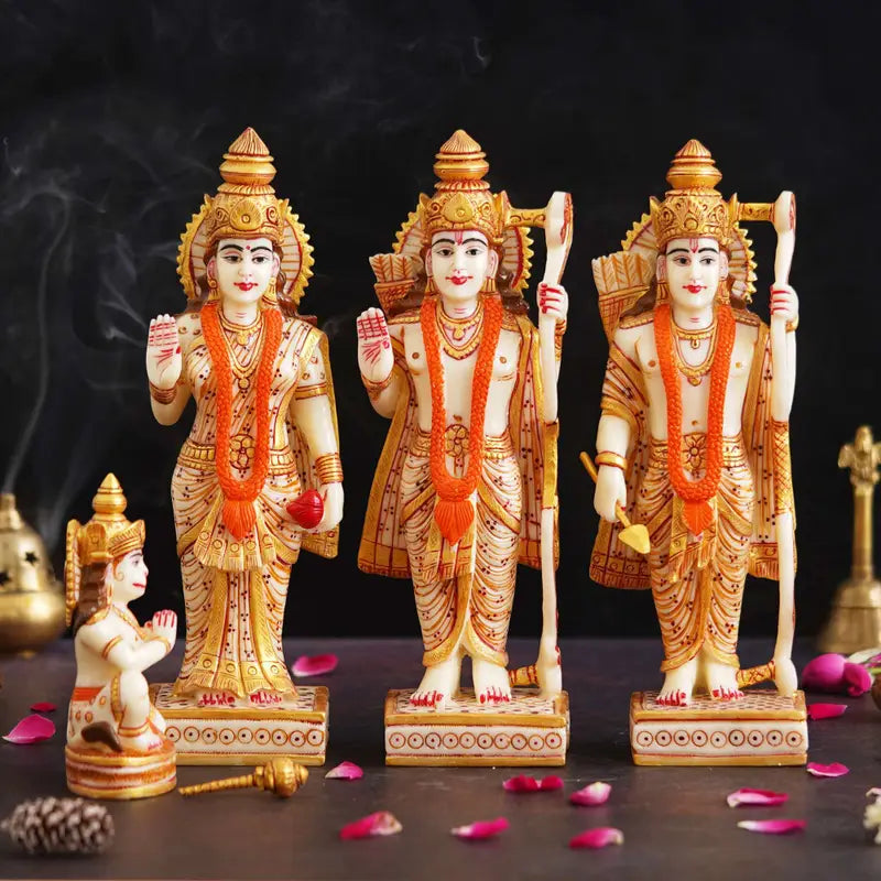 Handcrafted Ram Darbar Idol Set – Lord Rama, Sita, Lakshman & Hanuman Hindu Statue for Home Temple & Gifting (BLACKLUXE CRAFTS) - BLACKLUXECRAFTS