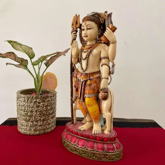 Handcrafted Lord Dattatreya Idol Statue – Hindu God Trinity (Brahma, Vishnu, Shiva) – Resin Figurine for Home Temple, Meditation & Gifting (BLACKLUXE CRAFTS) - BLACKLUXECRAFTS