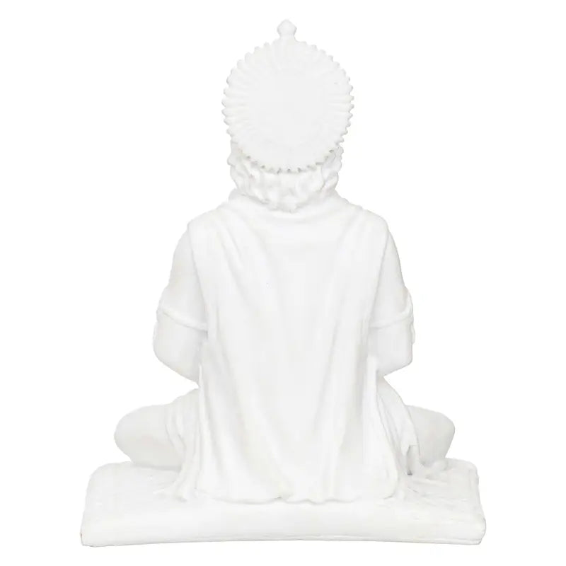 Handcrafted White Hanuman Idol – Meditating Lord Hanuman Statue for Home Temple & Spiritual Décor (BLACKLUXE CRAFTS) - BLACKLUXECRAFTS