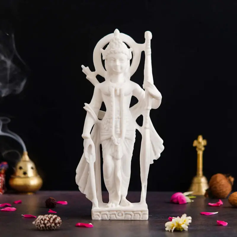 Handcrafted White Lord Rama Idol – Standing Rama Statue with Bow & Arrow for Home Temple & Spiritual Décor (BLACKLUXE CRAFTS) - BLACKLUXECRAFTS