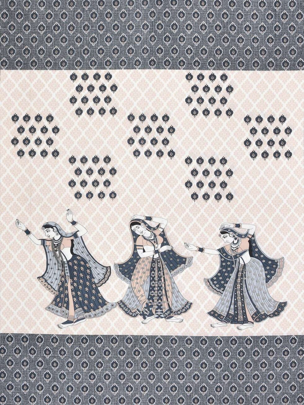 Handmade Rajasthani Block Print Cotton Bedsheet with Pillow Covers | Indian Jaipuri Double Bed Sheet | Ethnic Folk Dance Design Bedding Set (BLACKLUXE CRAFTS) - BLACKLUXECRAFTS