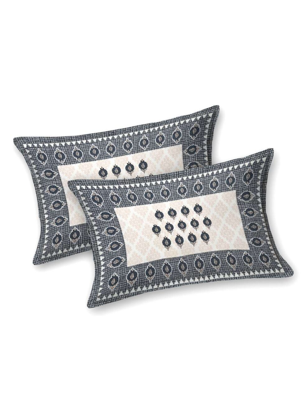 Handmade Rajasthani Block Print Cotton Bedsheet with Pillow Covers | Indian Jaipuri Double Bed Sheet | Ethnic Folk Dance Design Bedding Set (BLACKLUXE CRAFTS) - BLACKLUXECRAFTS