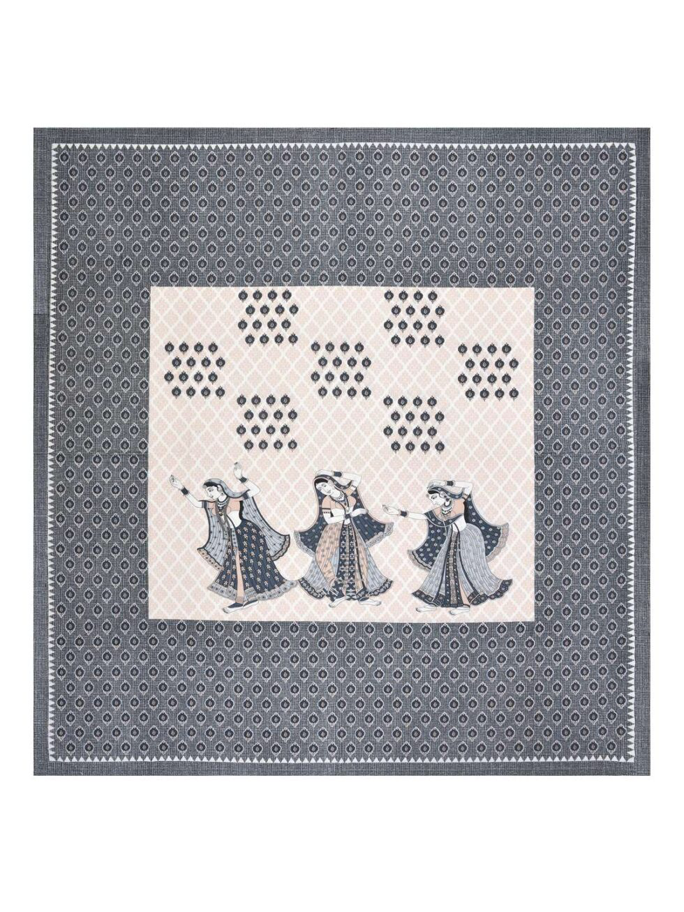 Handmade Rajasthani Block Print Cotton Bedsheet with Pillow Covers | Indian Jaipuri Double Bed Sheet | Ethnic Folk Dance Design Bedding Set (BLACKLUXE CRAFTS) - BLACKLUXECRAFTS