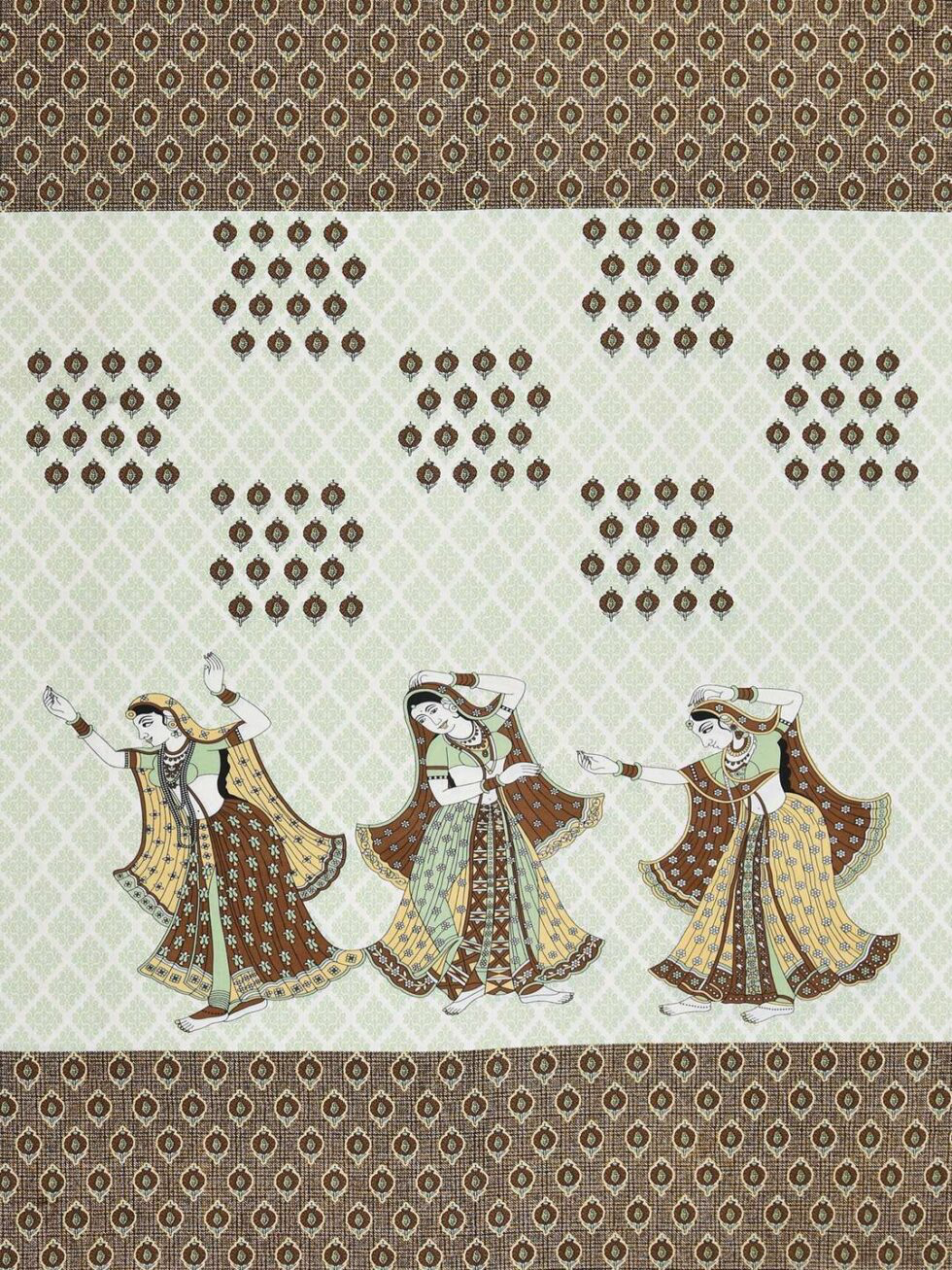 Handmade Rajasthani Block Print Cotton Bedsheet with Pillow Covers | Indian Jaipuri Double Bed Sheet | Traditional Brown Folk Dance Design Bedding (BLACKLUXE CRAFTS) - BLACKLUXECRAFTS