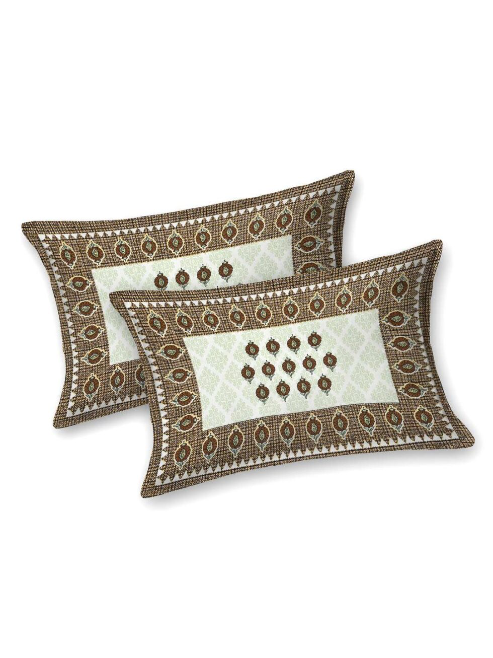 Handmade Rajasthani Block Print Cotton Bedsheet with Pillow Covers | Indian Jaipuri Double Bed Sheet | Traditional Brown Folk Dance Design Bedding (BLACKLUXE CRAFTS) - BLACKLUXECRAFTS