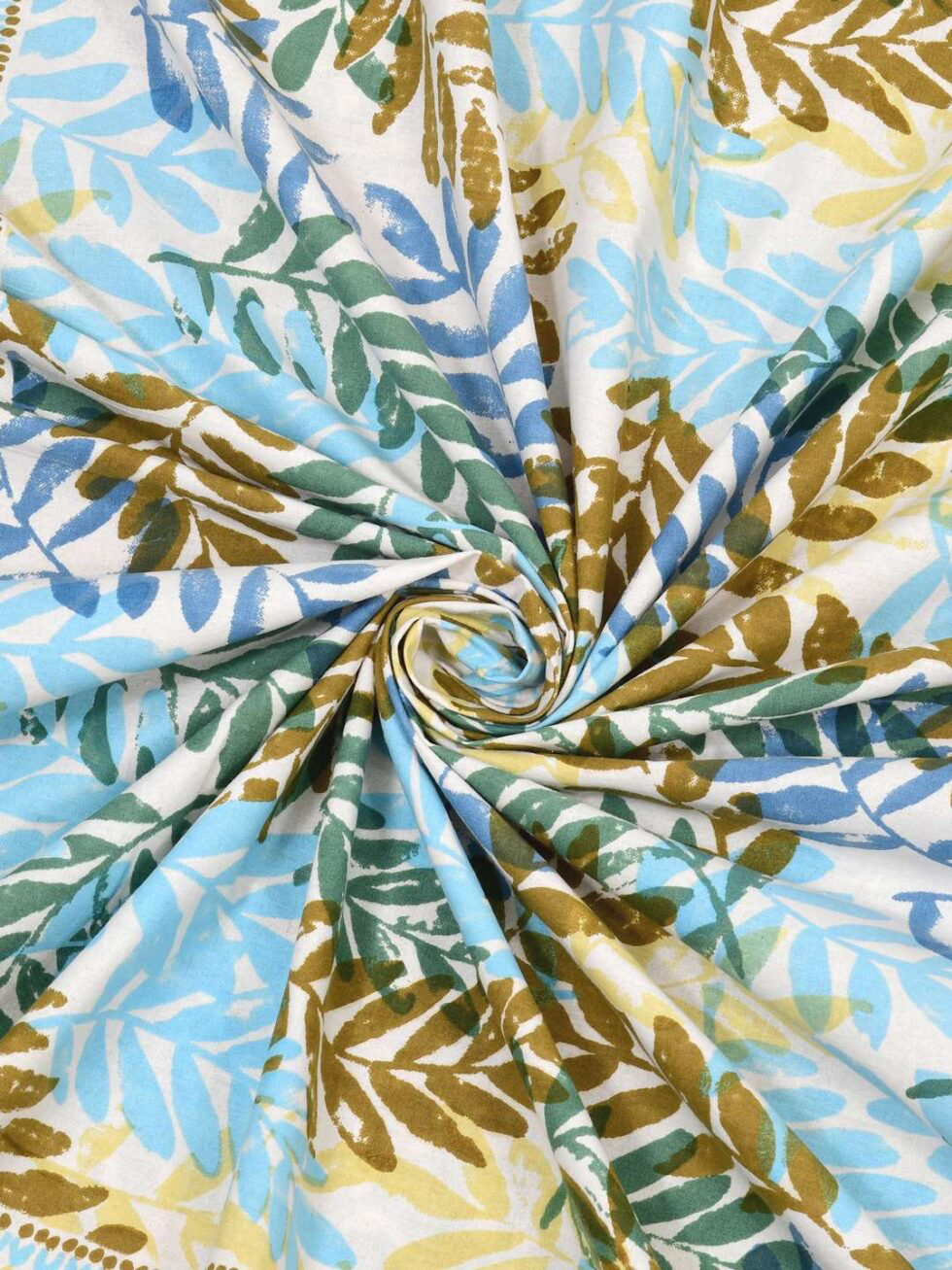 Handmade Jaipuri Cotton Bedsheet with Pillow Covers | Indian Block Print Double Bed Sheet | Blue Floral Leaf Design Bedding from Rajasthan (BLACKLUXE CRAFTS) - BLACKLUXECRAFTS