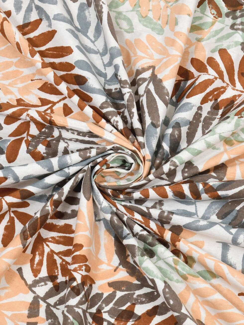 Handmade Jaipuri Cotton Bedsheet with Pillow Covers | Indian Block Print Double Bed Sheet | Peach & Brown Leaf Design Traditional Bedding (BLACKLUXE CRAFTS) - BLACKLUXECRAFTS