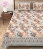 Handmade Jaipuri Cotton Bedsheet with Pillow Covers | Indian Block Print Double Bed Sheet | Peach & Brown Leaf Design Traditional Bedding (BLACKLUXE CRAFTS) - BLACKLUXECRAFTS