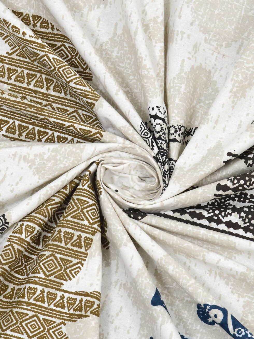 Handmade Indian Cotton Bedsheet with Elephant Block Print | Queen Size Traditional Rajasthani Jaipuri Bedspread with Pillow Covers | Boho Ethnic Home Decor (BLACKLUXE CRAFTS) - BLACKLUXECRAFTS