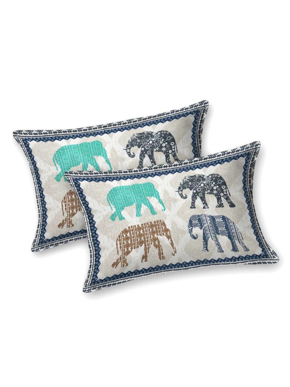 Handmade Cotton Elephant Print Bedsheet with Pillow Covers – Block Print Indian Ethnic Bedding – Queen/King Size Bedspread – Boho Home Decor from India (BLACKLUXE CRAFTS) - BLACKLUXECRAFTS