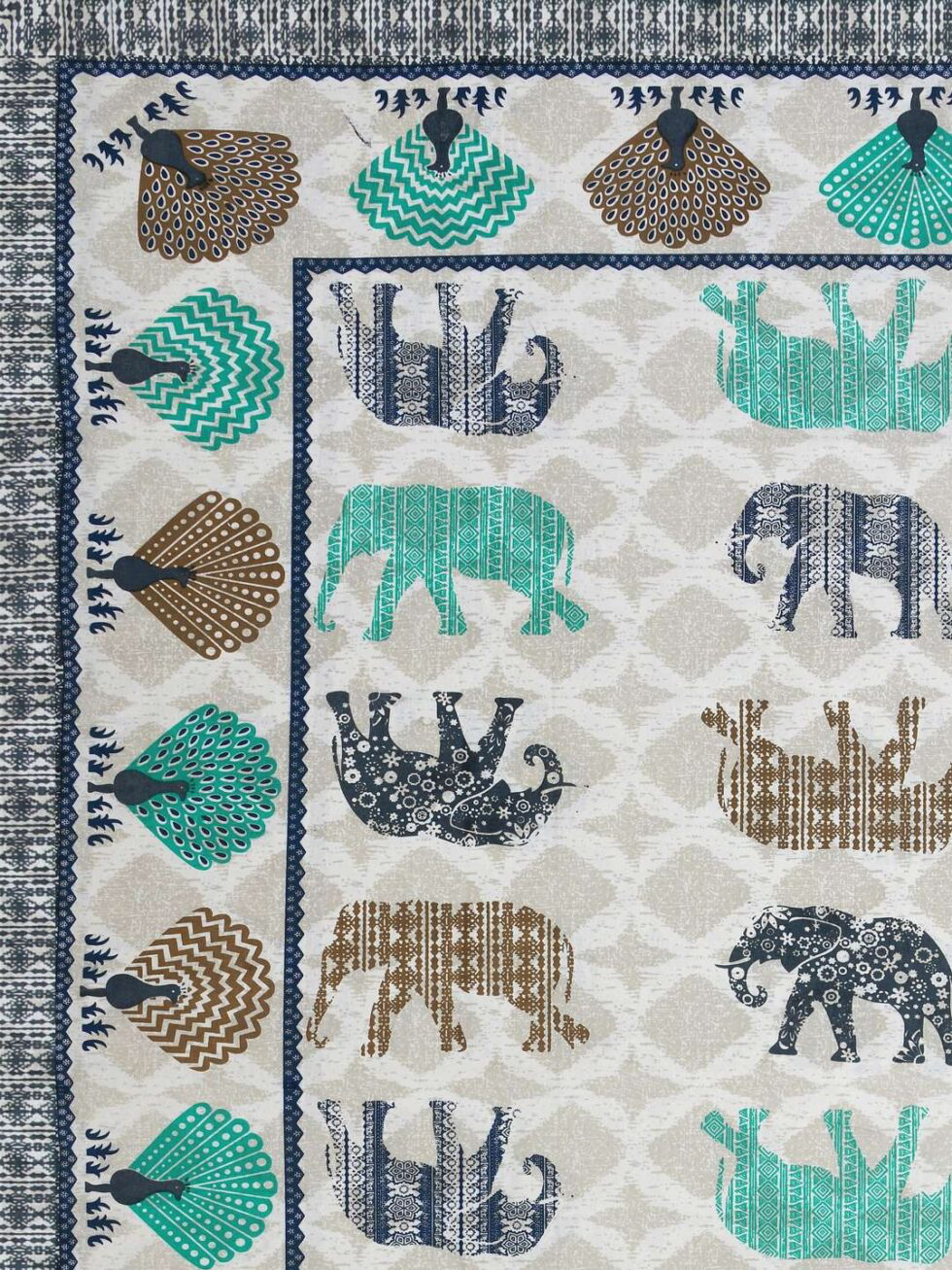 Handmade Cotton Elephant Print Bedsheet with Pillow Covers – Block Print Indian Ethnic Bedding – Queen/King Size Bedspread – Boho Home Decor from India (BLACKLUXE CRAFTS) - BLACKLUXECRAFTS