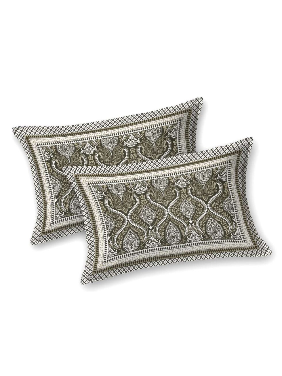 Handmade Cotton Bedsheet with Pillow Covers – Traditional Indian Block Print, King Size Bedspread, Ethnic Jaipuri Design, Home Décor from India (BLACKLUXE CRAFTS) - BLACKLUXECRAFTS