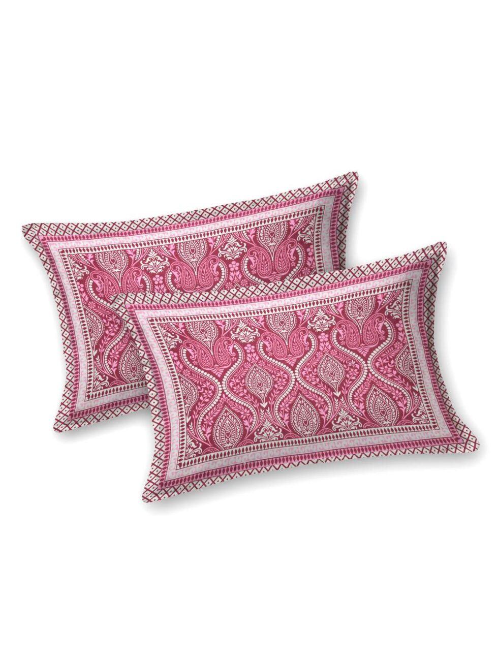 Handmade Pink Paisley Cotton Bed Sheet with Pillow Covers – Indian Block Print King Size Bedding – Ethnic Bohemian Home Décor (BLACKLUXE CRAFTS) - BLACKLUXECRAFTS