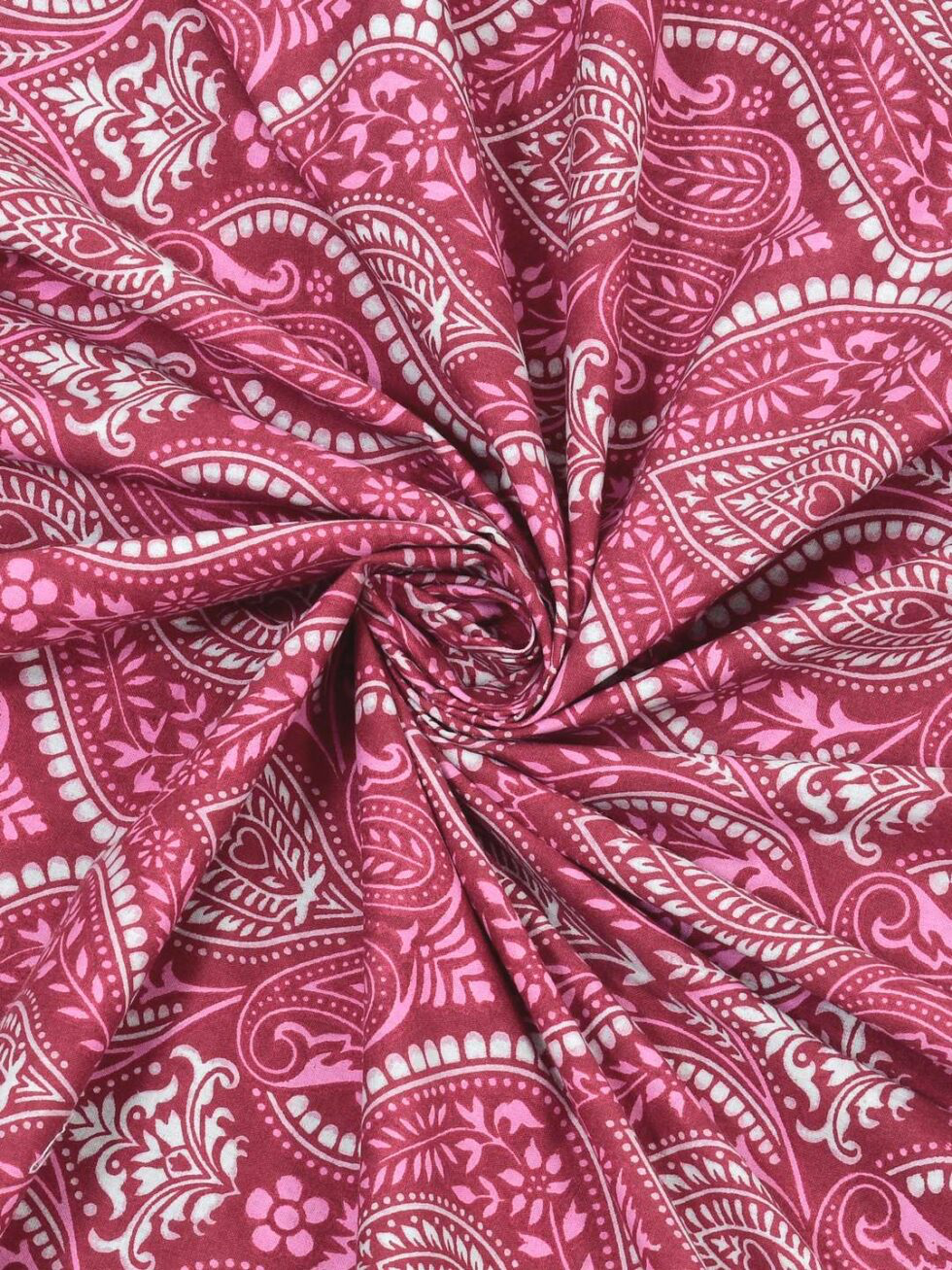 Handmade Pink Paisley Cotton Bed Sheet with Pillow Covers – Indian Block Print King Size Bedding – Ethnic Bohemian Home Décor (BLACKLUXE CRAFTS) - BLACKLUXECRAFTS