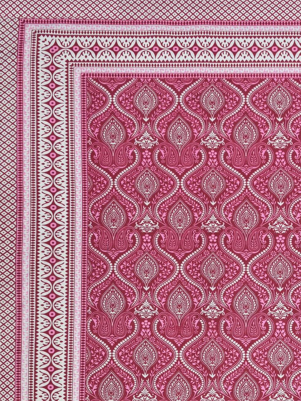 Handmade Pink Paisley Cotton Bed Sheet with Pillow Covers – Indian Block Print King Size Bedding – Ethnic Bohemian Home Décor (BLACKLUXE CRAFTS) - BLACKLUXECRAFTS