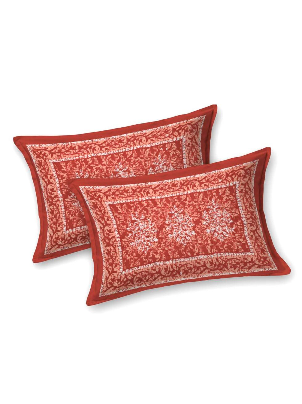 Handmade Indian Cotton Bedsheet with Pillow Covers – Red Floral Block Print King Size Bedspread – Ethically Crafted Home Décor from India (BLACKLUXE CRAFTS) - BLACKLUXECRAFTS