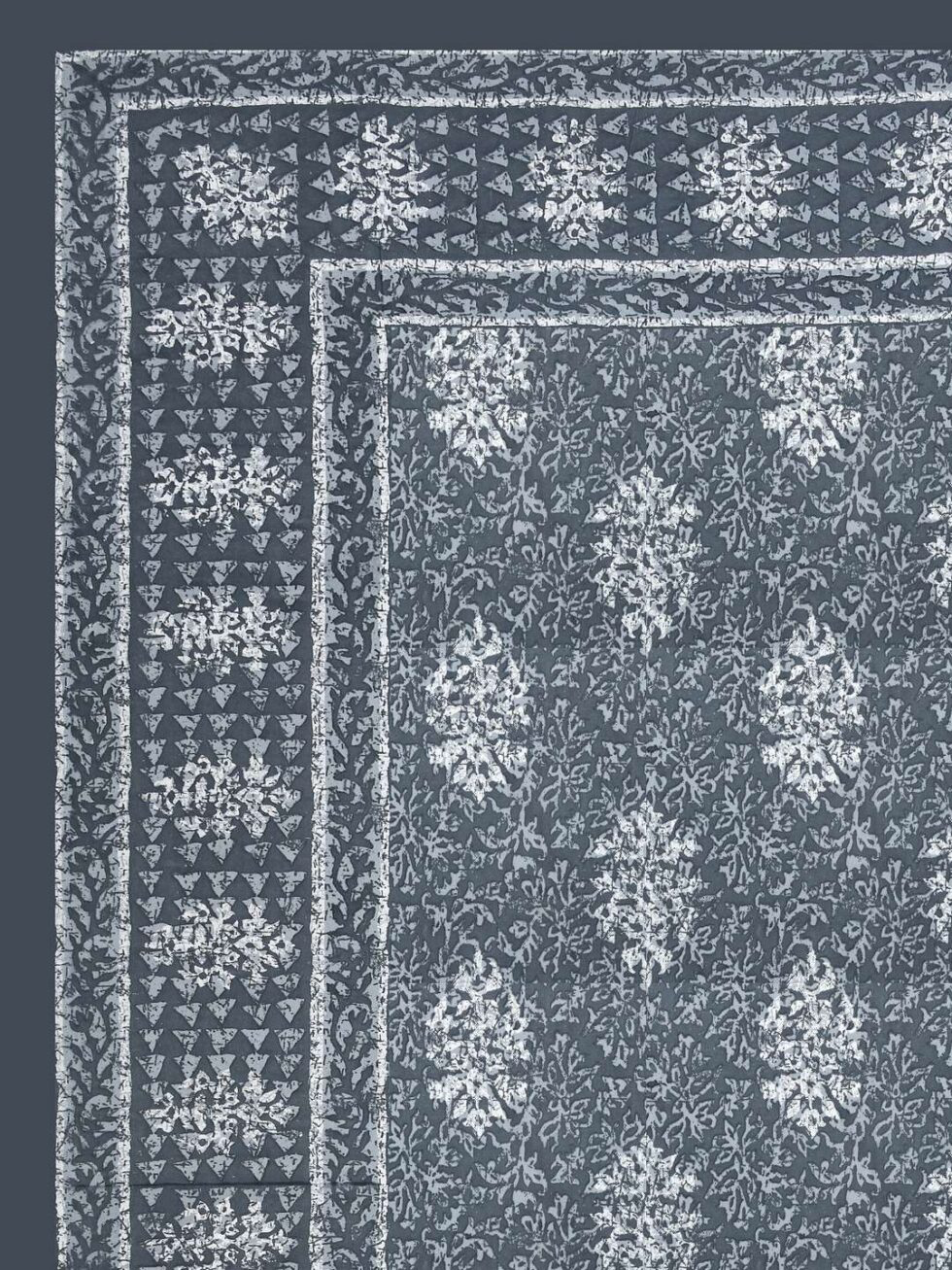 Handmade Indian Cotton Bedsheet King Size – Indigo Blue Floral Block Print with 2 Pillow Covers – Soft & Lightweight International Bedding (BLACKLUXE CRAFTS) - BLACKLUXECRAFTS