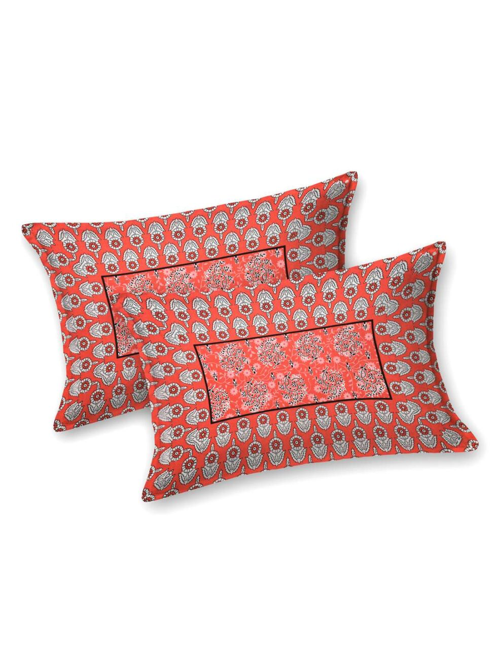 Handmade Red Floral Cotton Bedsheet with Pillow Covers | Traditional Indian Block Print King Size Bedspread | Boho Bedroom Décor (BLACKLUXE CRAFTS) - BLACKLUXECRAFTS