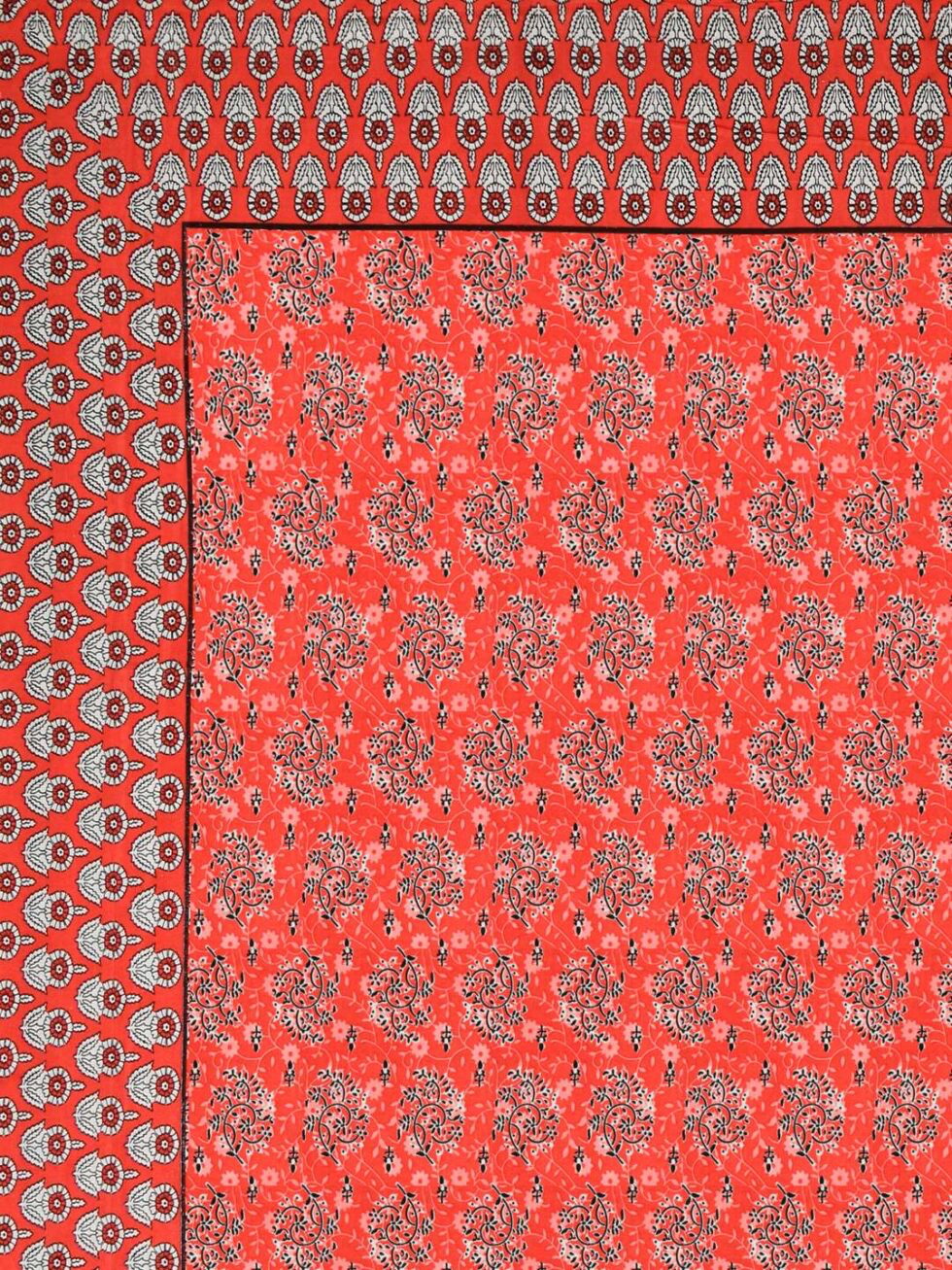 Handmade Red Floral Cotton Bedsheet with Pillow Covers | Traditional Indian Block Print King Size Bedspread | Boho Bedroom Décor (BLACKLUXE CRAFTS) - BLACKLUXECRAFTS