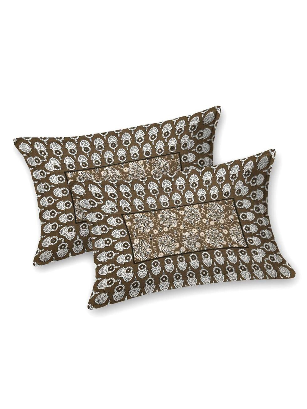 Handmade Brown Floral Block Print Cotton Bedsheet with Pillow Covers | Traditional Indian Jaipuri Bedding | Queen/King Size (BLACKLUXE CRAFTS) - BLACKLUXECRAFTS