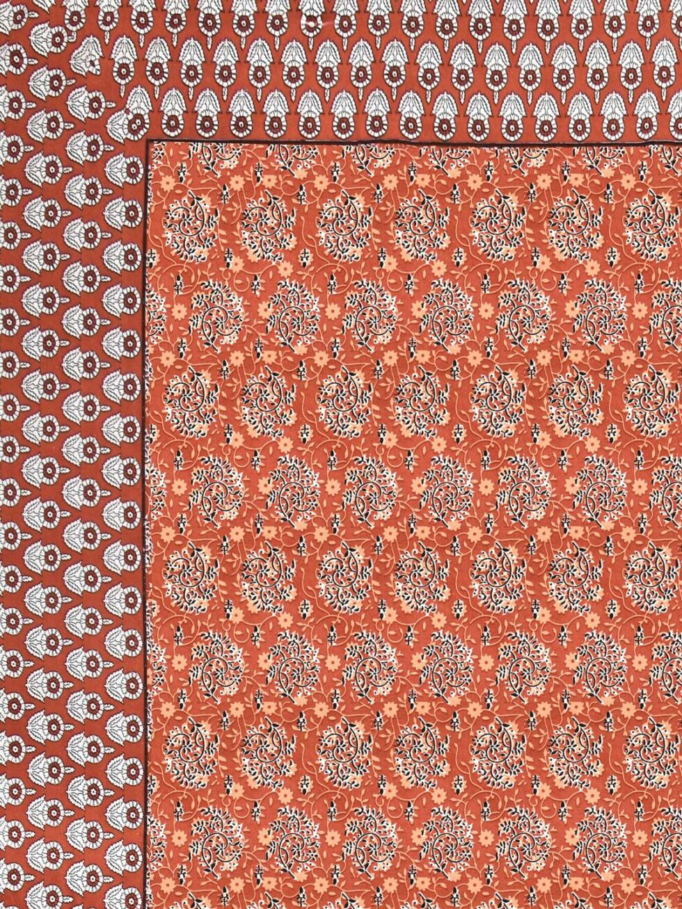 Handmade Indian Cotton Bedsheet with Pillow Covers – Traditional Floral Block Print Bedspread – King Size Home Décor from India (BLACKLUXE CRAFTS) - BLACKLUXECRAFTS