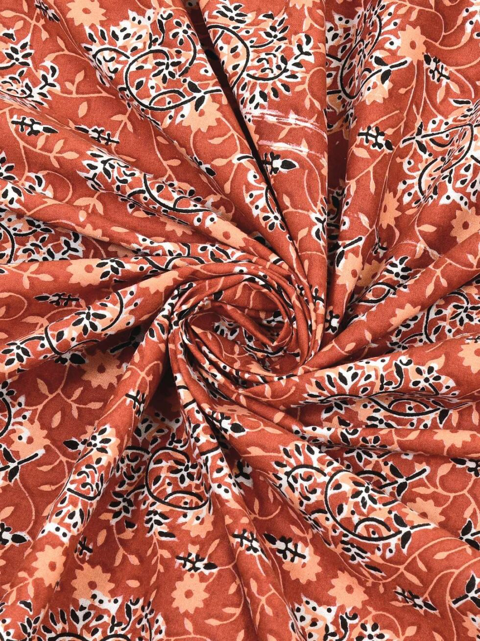 Handmade Indian Cotton Bedsheet with Pillow Covers – Traditional Floral Block Print Bedspread – King Size Home Décor from India (BLACKLUXE CRAFTS) - BLACKLUXECRAFTS