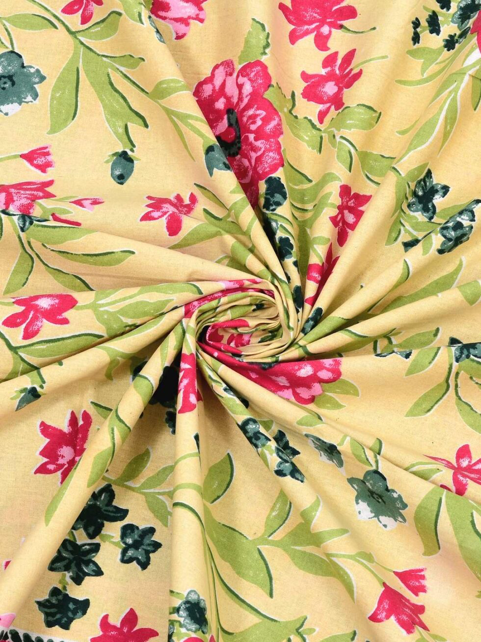 Handmade Indian Cotton Floral Yellow Bed Sheet with Pillow Covers – Traditional Block Print King Size Bedding Set (BLACKLUXE CRAFTS) - BLACKLUXECRAFTS