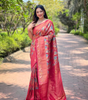 Handmade Banarasi Silk Saree – Red & Gold Woven Kanjivaram Wedding Saree | Indian Ethnic Bridal Wear | Luxury Handloom Saree for Women (BLACKLUXE CRAFTS)