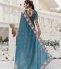 Handmade Teal Blue Floral Embroidered Organza Saree with Blouse Piece – Elegant Indian Ethnic Wear for Weddings & Parties (BLACKLUXE CRAFTS)