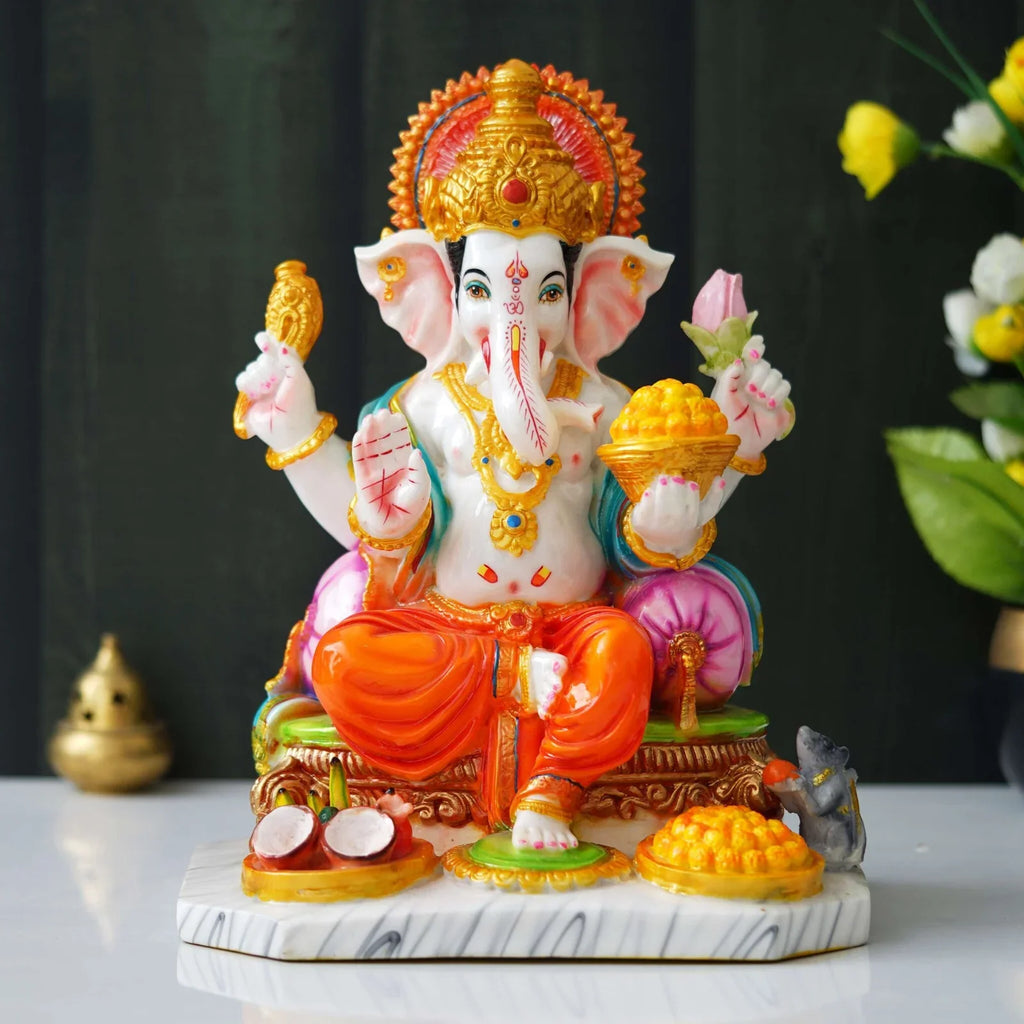 Luxury Lord Ganesha Idol for Home Decor & Puja | Hindu Elephant God Statue | Spiritual Gift (BLACKLUXE CRAFTS) - BLACKLUXECRAFTS