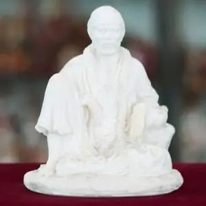 Sai Baba Idol in White Marble Finish – Shirdi Sai Statue for Home Temple & Spiritual Decor (BLACKLUXE CRAFTS) - BLACKLUXECRAFTS