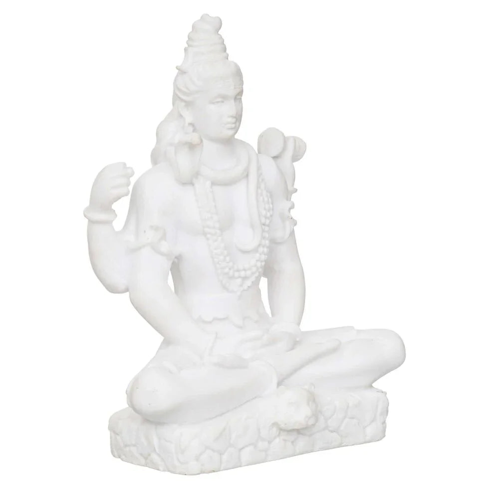 White Marble Look Lord Shiva Statue – Hindu God Figurine for Meditation, Yoga, Spiritual Home Décor & Gifts (BLACKLUXE CRAFTS) - BLACKLUXECRAFTS