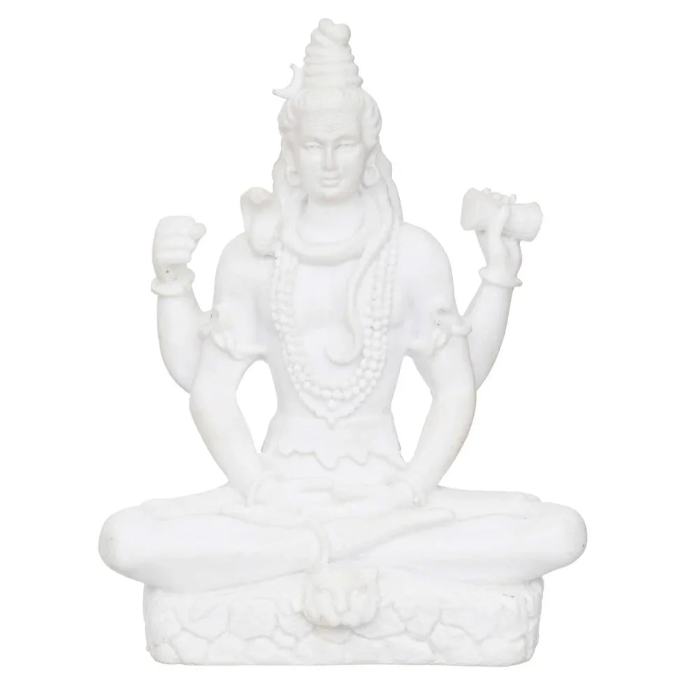White Marble Look Lord Shiva Statue – Hindu God Figurine for Meditation, Yoga, Spiritual Home Décor & Gifts (BLACKLUXE CRAFTS) - BLACKLUXECRAFTS
