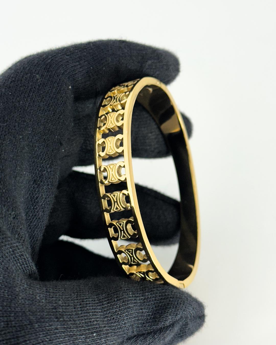 Elegant Gold-Plated Cutout Cuff Bracelet – Luxury Geometric Adjustable Bangle for Women’s Fashion & Special Occasions (BLACKLUXE CRAFTS)