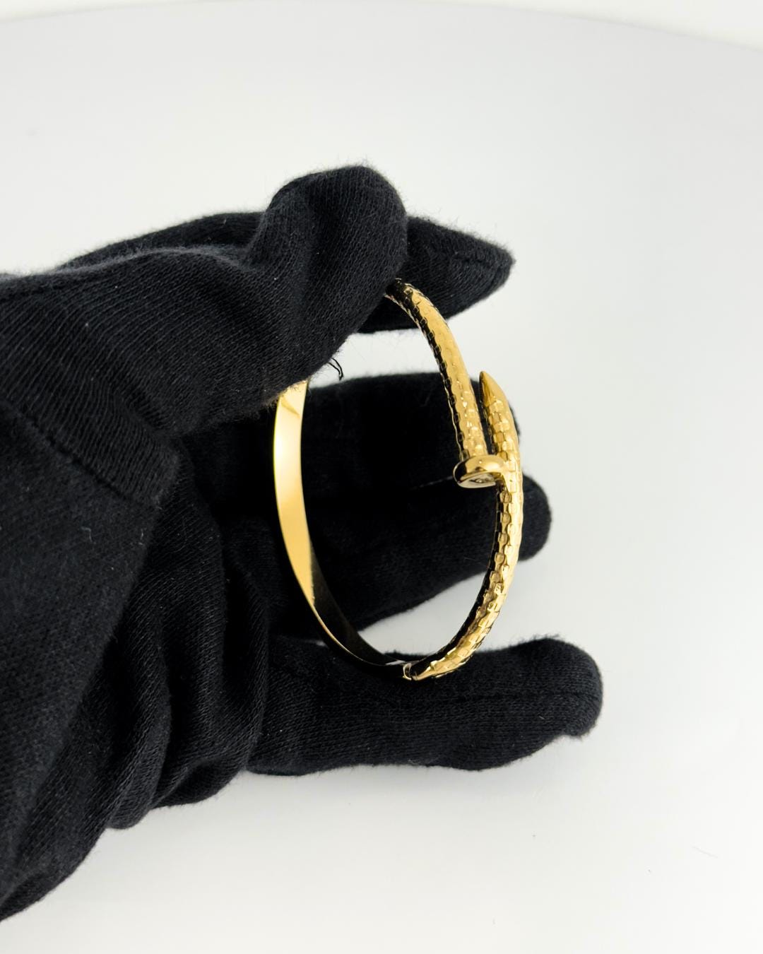 Handmade 18K Gold Plated Nail Bangle Modern Twisted Cuff Bracelet (BLACKLUXE CRAFTS)