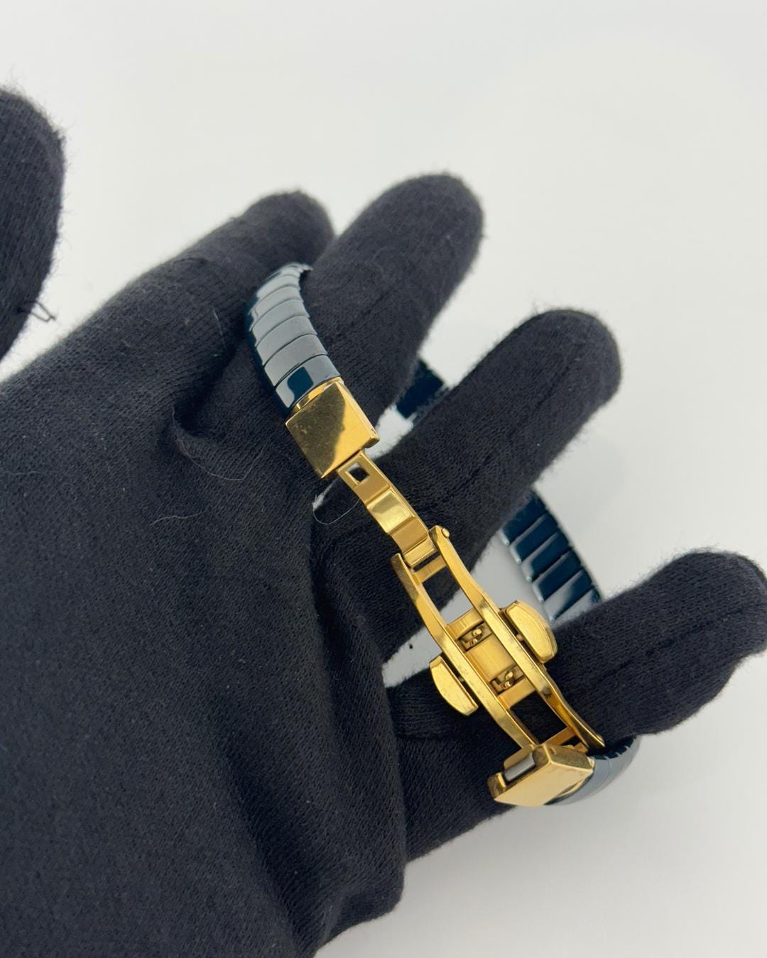 Premium Blue  Hematite Bracelet with Gold Clasp – Unisex Minimalist Adjustable Stretch Bangle for Everyday Wear & Gifting (BLACKLUXE CRAFTS)