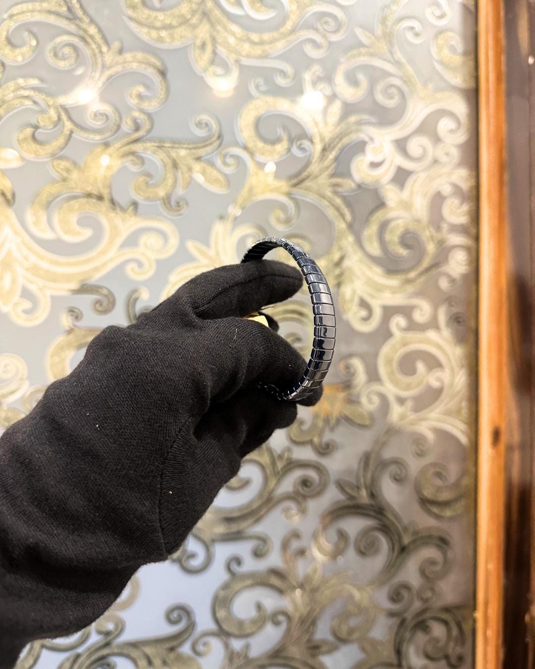 Premium Blue  Hematite Bracelet with Gold Clasp – Unisex Minimalist Adjustable Stretch Bangle for Everyday Wear & Gifting (BLACKLUXE CRAFTS)