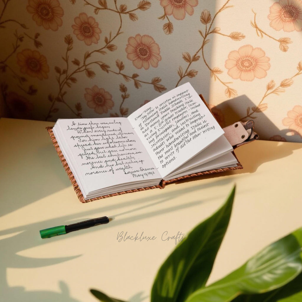 Handmade Leather Travel Journal with World Map Refillable Rustic Diary (BLACKLUXE CRAFTS)