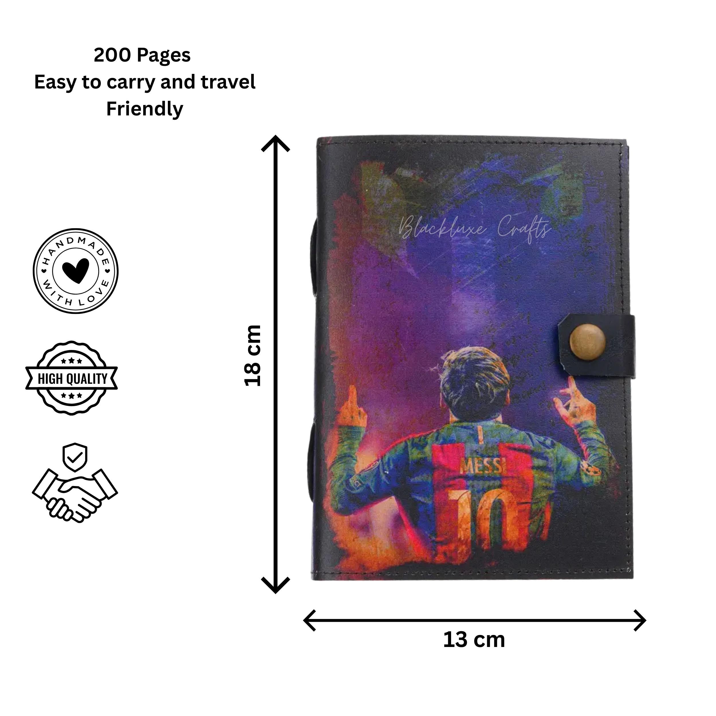 Messi Football Journal Faux Leather Soccer Diary with Lock (BLACKLUXE CRAFTS)