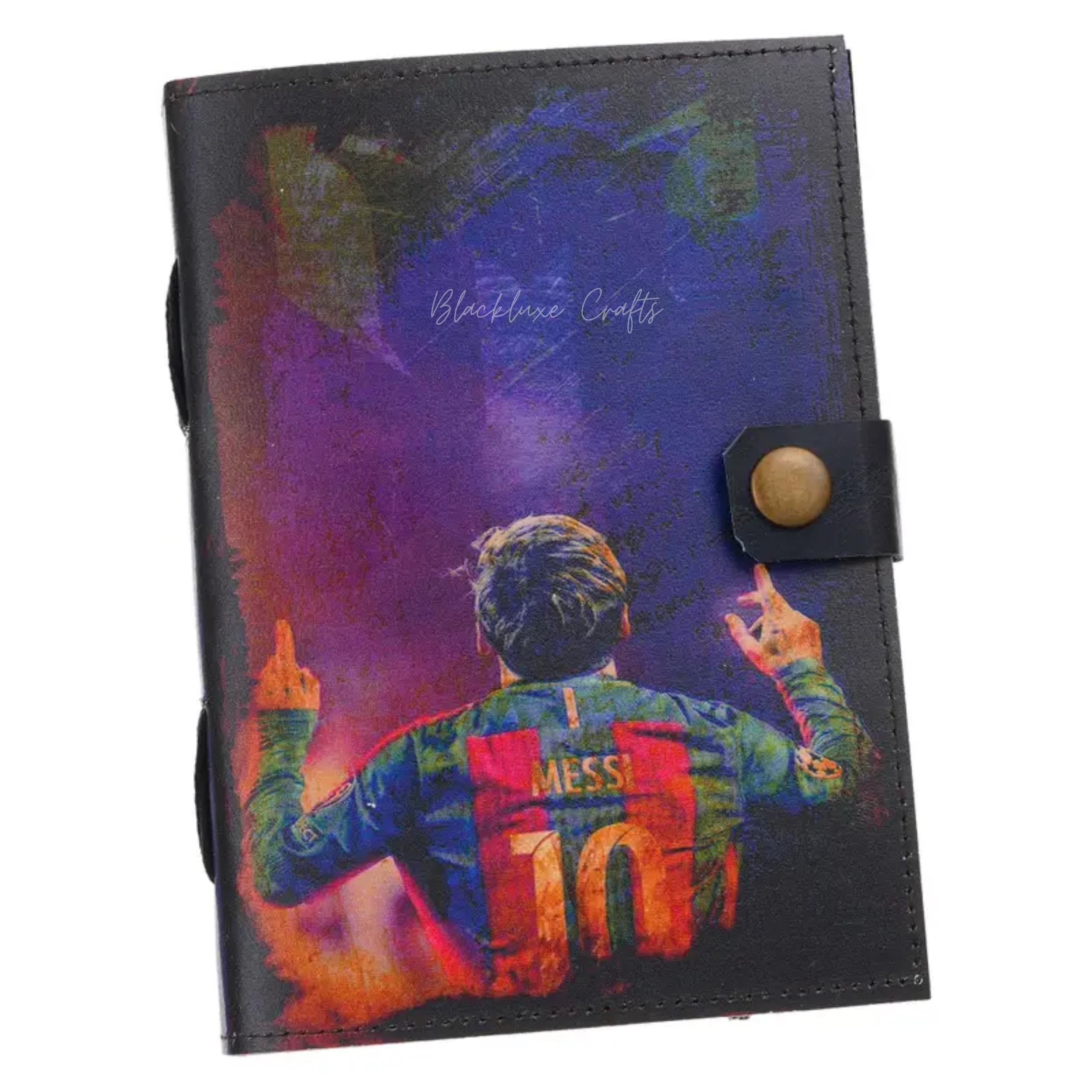 Messi Football Journal Faux Leather Soccer Diary with Lock (BLACKLUXE CRAFTS)