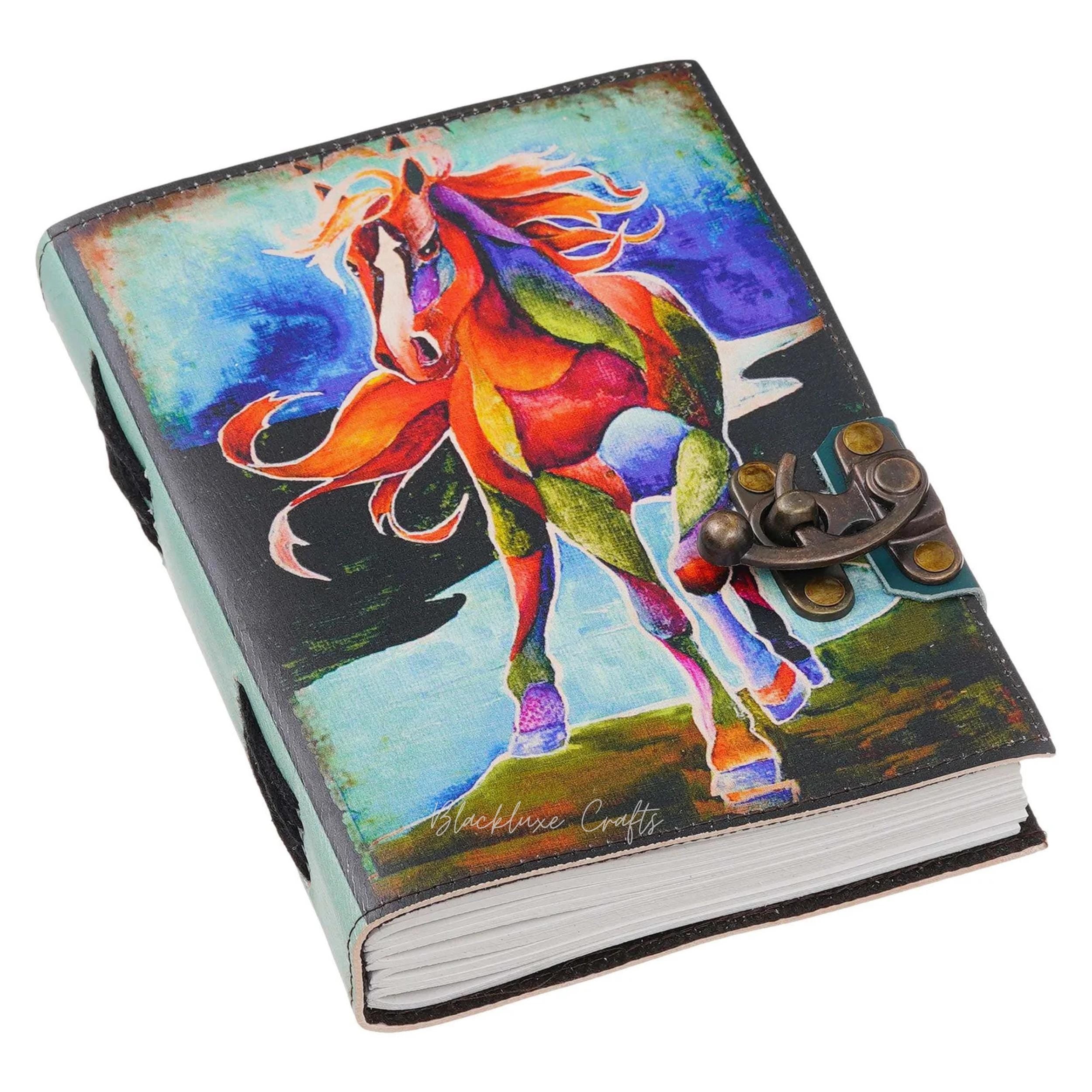 Watercolor Horse Art Journal Handmade Leather Equestrian Diary (BLACKLUXE CRAFTS)